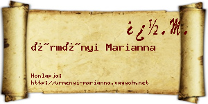 Ürményi Marianna névjegykártya